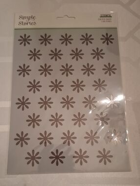 Calico Daisy Stencil  By Simple Stories- White Daisy Pattern Stencil